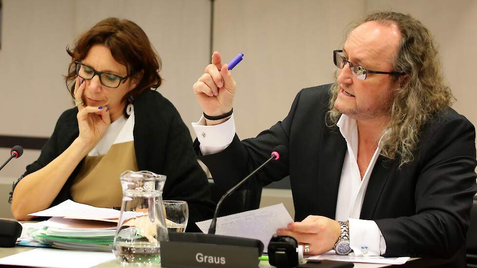PVV'er Dion Graus (rechts op de foto) pleit al jaren voor de afbouw van 'de bio-industrie' en dus voor een forse vermindering van de veestapel.