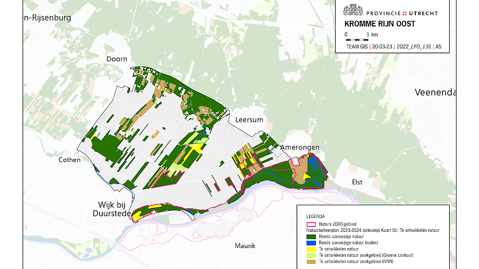 Het Kromme Rijn-oost-gebied.