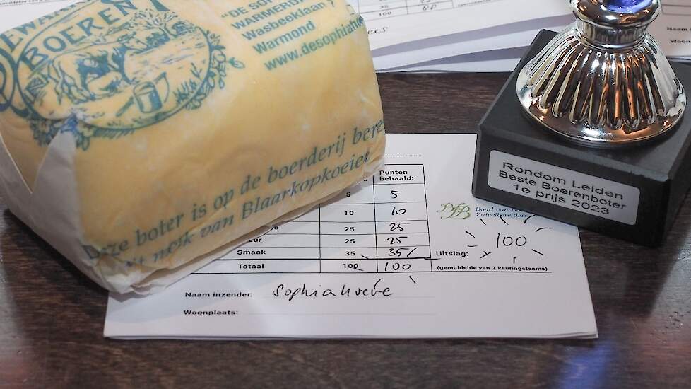 De maximale 100 punten (!) voor de boter van De Sophiahoeve.